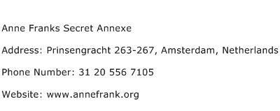 Anne Franks Secret Annexe Address Contact Number