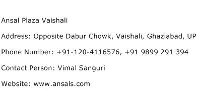 Ansal Plaza Vaishali Address Contact Number