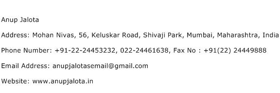 Anup Jalota Address Contact Number