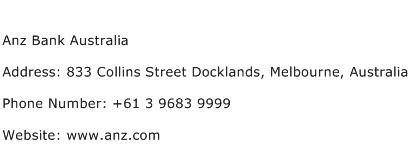 Anz Bank Australia Address Contact Number