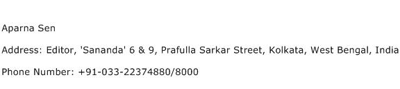 Aparna Sen Address Contact Number