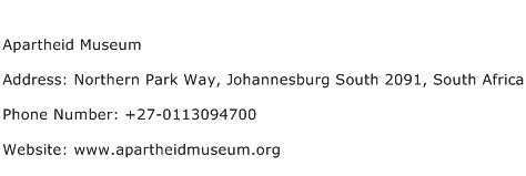 Apartheid Museum Address Contact Number
