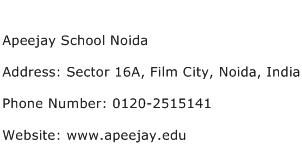 Apeejay School Noida Address Contact Number