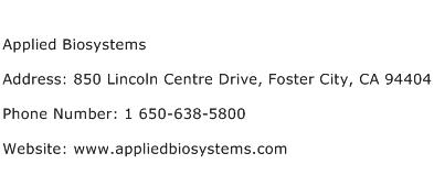 Applied Biosystems Address Contact Number