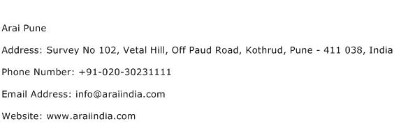 Arai Pune Address Contact Number