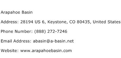 Arapahoe Basin Address Contact Number
