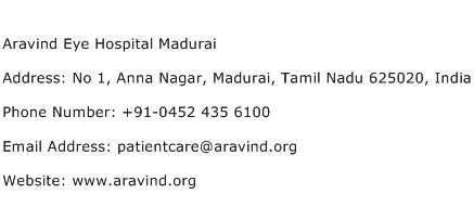 Aravind Eye Hospital Madurai Address Contact Number