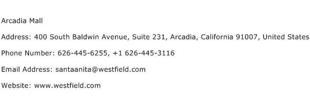 Arcadia Mall Address Contact Number