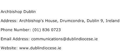 Archbishop Dublin Address Contact Number