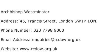 Archbishop Westminster Address Contact Number