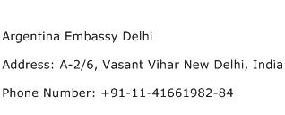 Argentina Embassy Delhi Address Contact Number