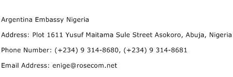 Argentina Embassy Nigeria Address Contact Number