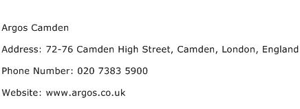 Argos Camden Address Contact Number