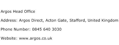 Argos Head Office Address Contact Number