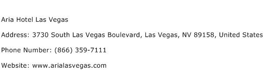 Aria Hotel Las Vegas Address Contact Number