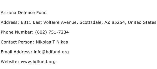 Arizona Defense Fund Address Contact Number