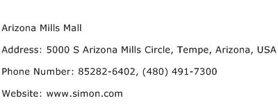 Arizona Mills Mall Address Contact Number