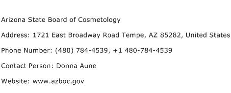 Arizona State Board of Cosmetology Address Contact Number