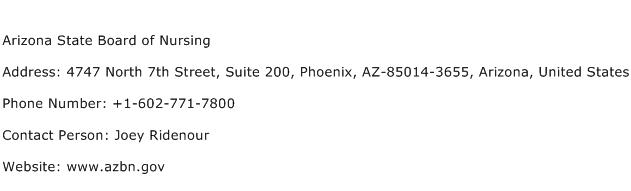 Arizona State Board of Nursing Address Contact Number