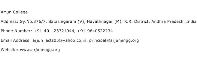 Arjun College Address Contact Number