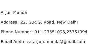 Arjun Munda Address Contact Number