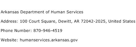 Arkansas Department of Human Services Address Contact Number
