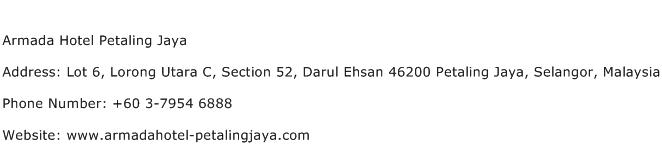 Armada Hotel Petaling Jaya Address Contact Number
