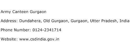 Army Canteen Gurgaon Address Contact Number