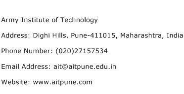 Army Institute of Technology Address Contact Number