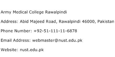 Army Medical College Rawalpindi Address Contact Number