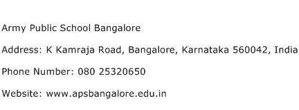 Army Public School Bangalore Address Contact Number