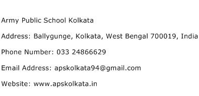 Army Public School Kolkata Address Contact Number