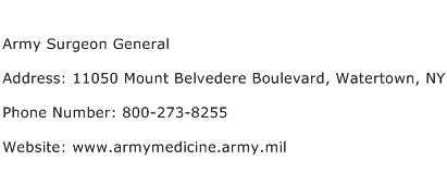 Army Surgeon General Address Contact Number