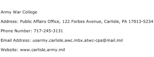 Army War College Address Contact Number
