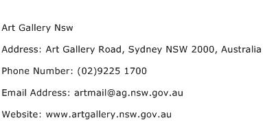 Art Gallery Nsw Address Contact Number
