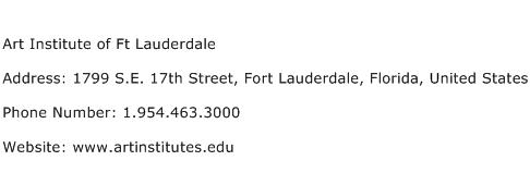 Art Institute of Ft Lauderdale Address Contact Number