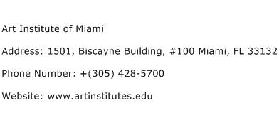 Art Institute of Miami Address Contact Number