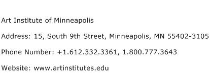 Art Institute of Minneapolis Address Contact Number