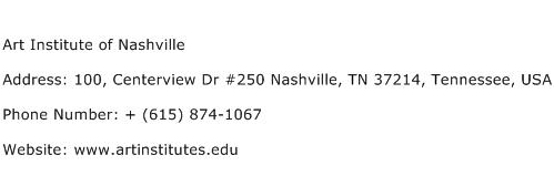 Art Institute of Nashville Address Contact Number