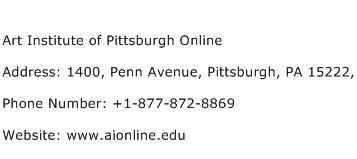 Art Institute of Pittsburgh Online Address Contact Number