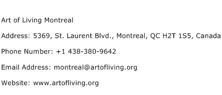 Art of Living Montreal Address Contact Number