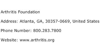 Arthritis Foundation Address Contact Number