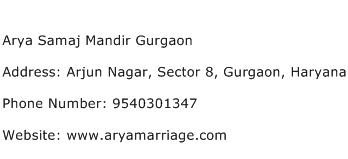 Arya Samaj Mandir Gurgaon Address Contact Number
