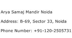 Arya Samaj Mandir Noida Address Contact Number