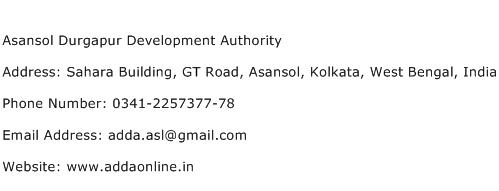 Asansol Durgapur Development Authority Address Contact Number
