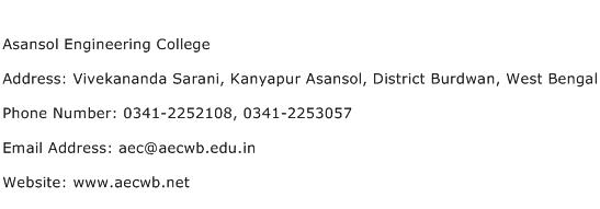 Asansol Engineering College Address Contact Number