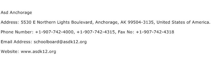 Asd Anchorage Address Contact Number