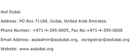 Asd Dubai Address Contact Number