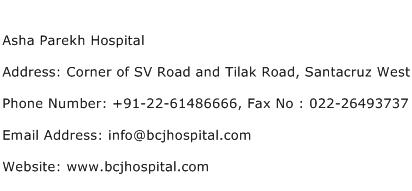 Asha Parekh Hospital Address Contact Number