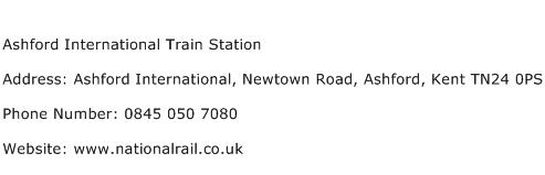 Ashford International Train Station Address Contact Number